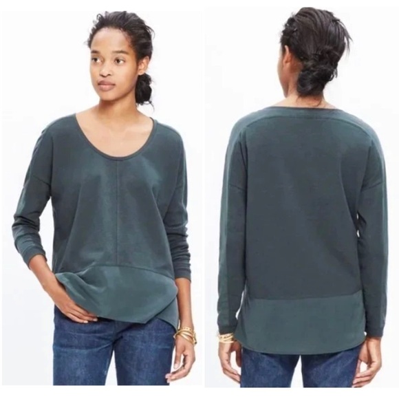MADEWELL Silk Hem Dolman Long Sleeve Top in Sage Green Style E2428 - Picture 6 of 6
